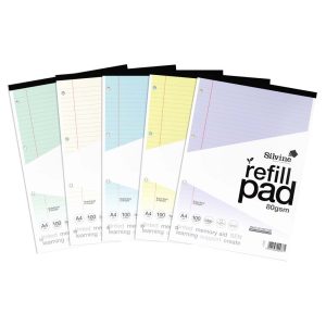 Silvine SEN Tinted A4 Refill Pads, 100 pages, Assorted Pack 5 (PK5)