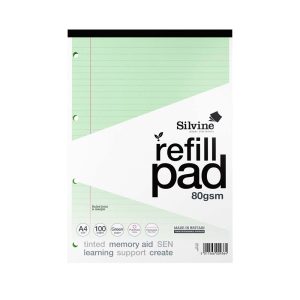 Silvine SEN Green A4 Refill Pad, 100 pages, Pack 24