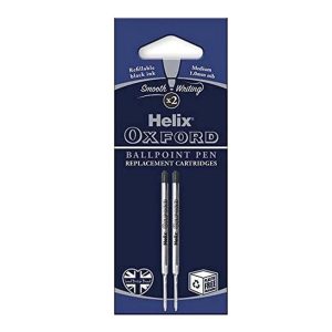 Helix Oxford Ballpoint Pen Refills Twin Pack - Black Ink (PK12)