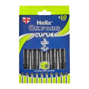 Helix Oxford Curve Ballpoint Pens x10 Black (PK12)