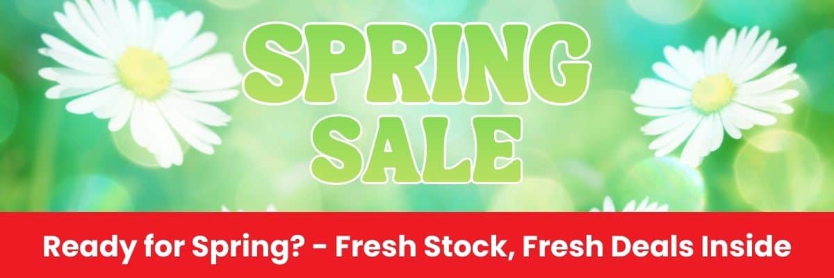 Homepage hero promoting the Spring Sale with fresh seasonal colours and a selection of new stationery and office supplies on offer.